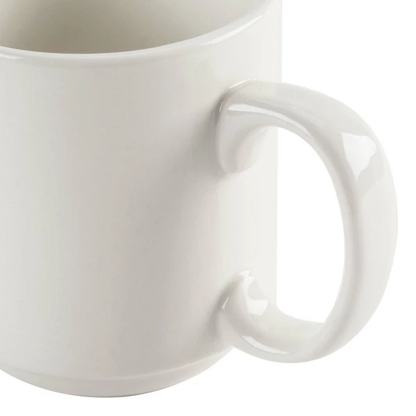 CAC China CAC PRM-10-W 10 Oz. Ivory (American White) Rolled Edge Prime Stackable China Mug - 36/Case 4 CAC China CAC PRM-10-W 10 Oz. Ivory (American White) Rolled Edge Prime Stackable China Mug - 36/Case - Image 4