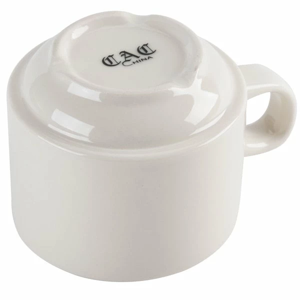 CAC China CAC REC-1-S 8 Oz. Ivory (American White) Rolled Edge Stackable China Cup - 36/Case 2 CAC China CAC REC-1-S 8 Oz. Ivory (American White) Rolled Edge Stackable China Cup - 36/Case - Image 2