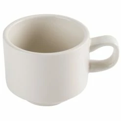 CAC China CAC REC-1-S 8 Oz. Ivory (American White) Rolled Edge Stackable China Cup - 36/Case