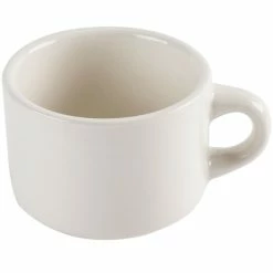 CAC China CAC REC-23 7 Oz. Ivory (American White) Rolled Edge Stackable China Cup - 36/Case