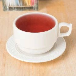 Homer Laughlin By Steelite International HL3287000 Gothic 4 1/2" Ivory (American White) Undecorated China Saucer - 36/Case -Rak Porcelain shop 445306