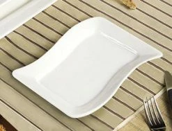 CAC China CAC SOH-34 Soho 9" X 6 1/4" Ivory (American White) Rectangular Stoneware Platter - 24/Case