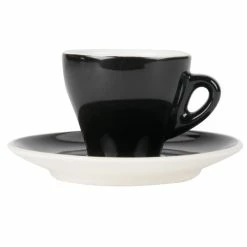 CAC China CAC E-3-BLK Venice 3.5 Oz. Black Espresso Cup With 4 7/8" Saucer - 48/Case -Rak Porcelain shop 504085