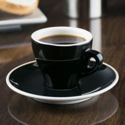 CAC China CAC E-3-BLK Venice 3.5 Oz. Black Espresso Cup With 4 7/8" Saucer - 48/Case
