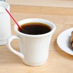 Tuxton YEF-070 Monterey 6 Oz. Eggshell Embossed Rim China Tall Cup - 36/Case