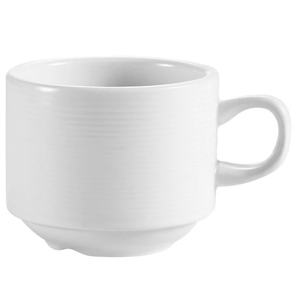 CAC China CAC HMY-1 Harmony 7 Oz. Super White Stackable Porcelain Cup - 36/Case 1 CAC China CAC HMY-1 Harmony 7 Oz. Super White Stackable Porcelain Cup - 36/Case