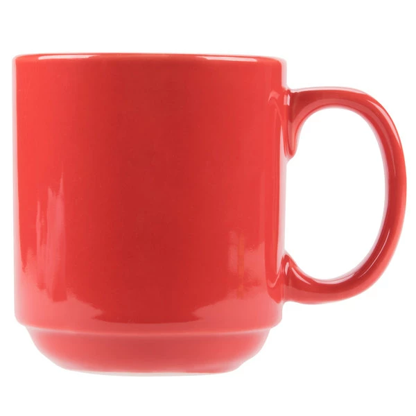CAC China CAC PRM-12-R Red 12 Oz. Venice Stacking Mug - 36/Case 2 CAC China CAC PRM-12-R Red 12 Oz. Venice Stacking Mug - 36/Case - Image 2
