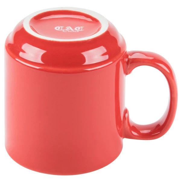 CAC China CAC PRM-12-R Red 12 Oz. Venice Stacking Mug - 36/Case 5 CAC China CAC PRM-12-R Red 12 Oz. Venice Stacking Mug - 36/Case - Image 5