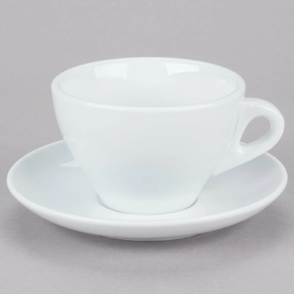 CAC China CAC E-11 Venice 11 Oz. White Cup With 6 1/2" Saucer - 24/Case 3 CAC China CAC E-11 Venice 11 Oz. White Cup With 6 1/2" Saucer - 24/Case - Image 3