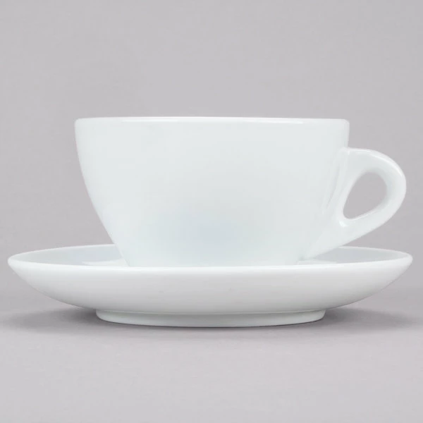 CAC China CAC E-11 Venice 11 Oz. White Cup With 6 1/2" Saucer - 24/Case 2 CAC China CAC E-11 Venice 11 Oz. White Cup With 6 1/2" Saucer - 24/Case - Image 2