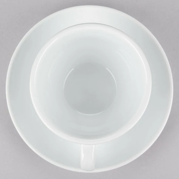 CAC China CAC E-11 Venice 11 Oz. White Cup With 6 1/2" Saucer - 24/Case 4 CAC China CAC E-11 Venice 11 Oz. White Cup With 6 1/2" Saucer - 24/Case - Image 4