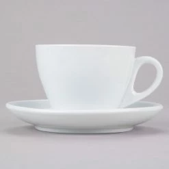 CAC China CAC E-75 Venice 7.5 Oz. White Cup With 5 7/8" Saucer - 36/Case -Rak Porcelain shop 881852