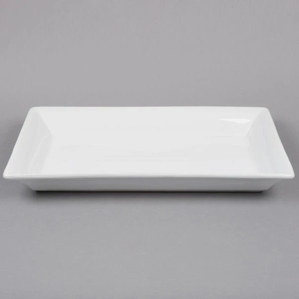 American Metalcraft Prestige CER21 21" X 13" White Rectangular Stoneware Platter 3 American Metalcraft Prestige CER21 21" X 13" White Rectangular Stoneware Platter - Image 3