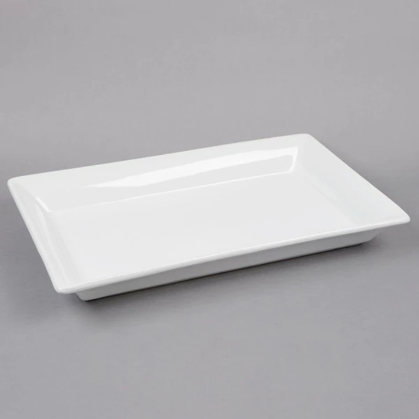 American Metalcraft Prestige CER21 21" X 13" White Rectangular Stoneware Platter 4 American Metalcraft Prestige CER21 21" X 13" White Rectangular Stoneware Platter - Image 4