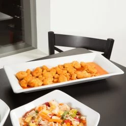 American Metalcraft Prestige CER23 18" X 8 3/4" White Rectangular Stoneware Platter