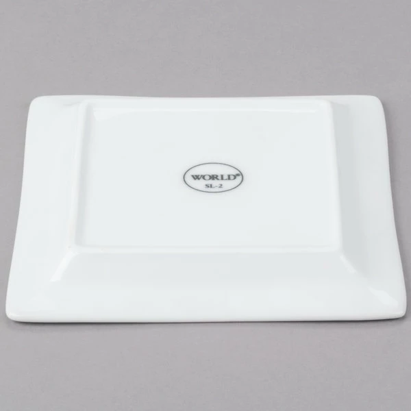 World Tableware SL-2 Slate 5 7/8" Ultra Bright White Wide Rim Square Porcelain Saucer With Well Ring - 36/Case 3 World Tableware SL-2 Slate 5 7/8" Ultra Bright White Wide Rim Square Porcelain Saucer With Well Ring - 36/Case - Image 3