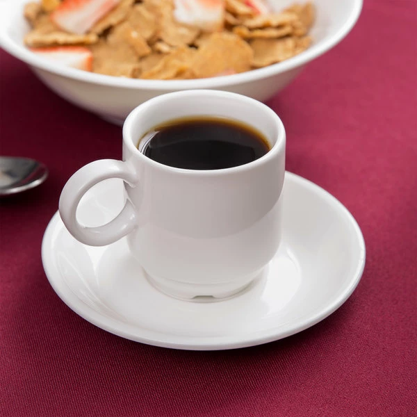 Arcoroc G3749 Daring 4 1/2" Porcelain Saucer For G3744 Porcelain Cup By Arc Cardinal - 24/Case 5 Arcoroc G3749 Daring 4 1/2" Porcelain Saucer For G3744 Porcelain Cup By Arc Cardinal - 24/Case - Image 5