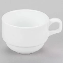 Syracuse China 911194016 Reflections 8 Oz. Aluma White Porcelain Stackable China Cup - 36/Case -Rak Porcelain shop 981506