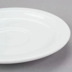 Syracuse China 911194021 Reflections 5 5/8" Aluma White Porcelain Tea / Cappuccino Saucer - 36/Case -Rak Porcelain shop 984073