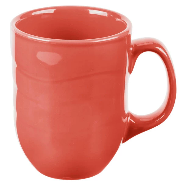 Syracuse China 903034004 Cantina 11 Oz. Cayenne Carved Porcelain Mug - 12/Case 2 Syracuse China 903034004 Cantina 11 Oz. Cayenne Carved Porcelain Mug - 12/Case - Image 2