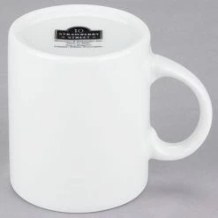 10 Strawberry Street RW0028 Royal White 8 Oz. White Round Porcelain C-Handle Mug - 24/Case -Rak Porcelain shop 993878