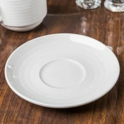 Tuxton FPE-056 Pacifica 5 3/4" Bright White Embossed China Saucer - 36/Case